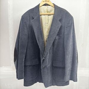 Vintage Woolrich Gray Corduroy‎ Men’s Blazer w/ Brown Elbow Patches 46L 60s 70s